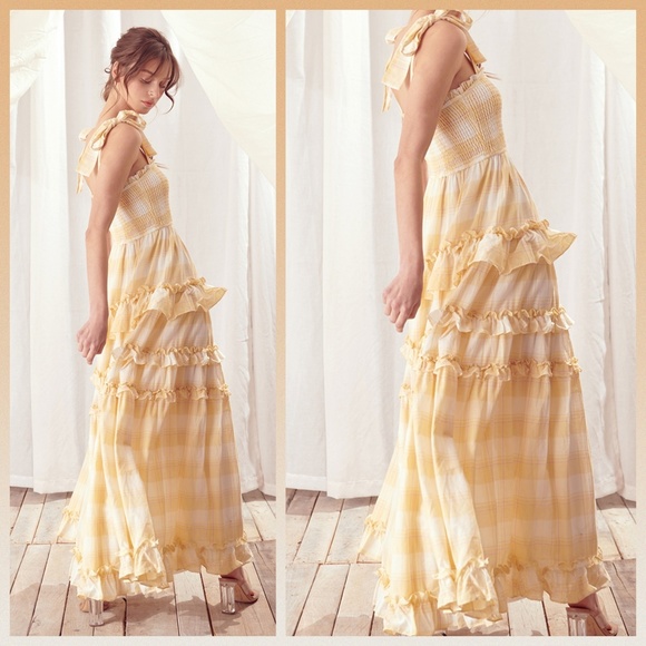 🌴 Storia Sunny Days" Beautiful Tiered Ruffled Smocked Bodice Lined Maxi Dress - Picture 11 of 16